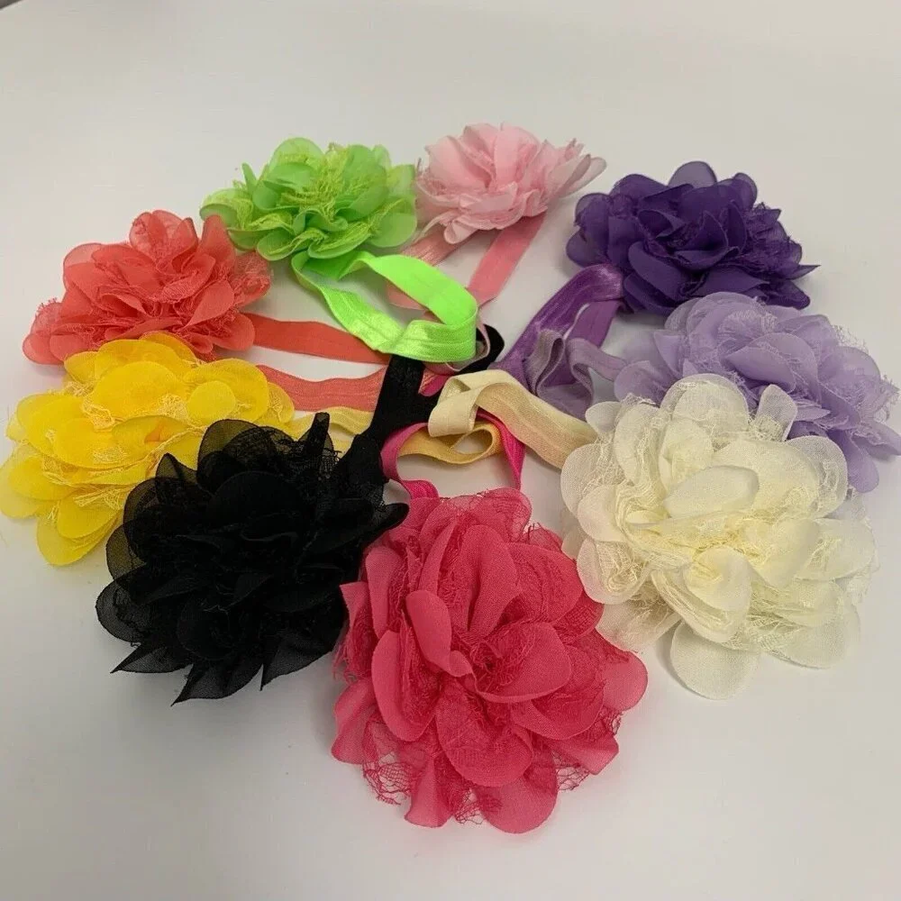 Flower Stretch Multicolor Hairbands For Children Hair Accessoies Pack of 9